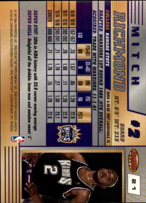 1996-97 Bowman's Best #21 Mitch Richmond back image