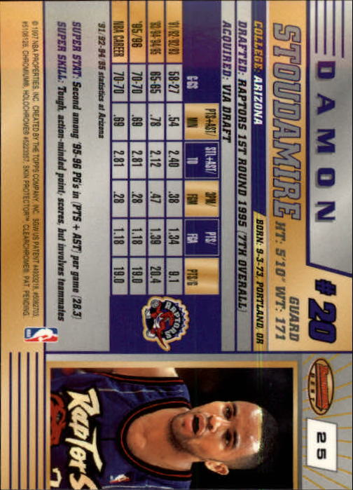 1996-97 Bowman's Best #25 Damon Stoudamire back image