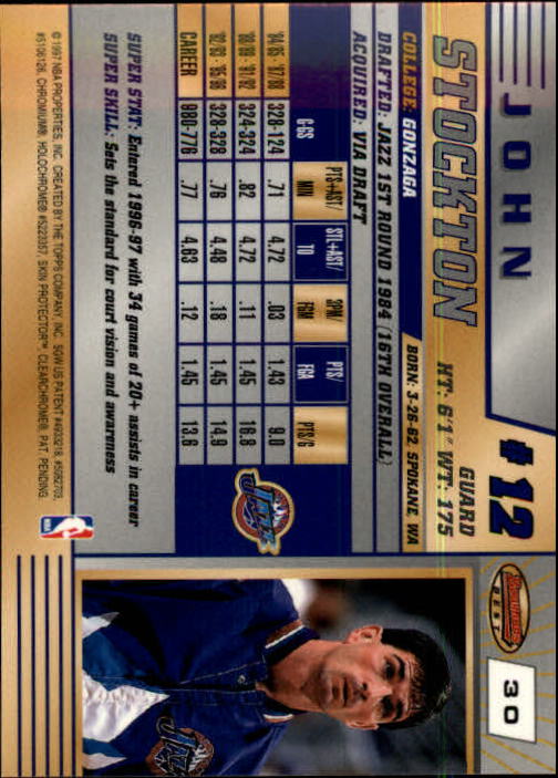 1996-97 Bowman's Best #30 John Stockton back image