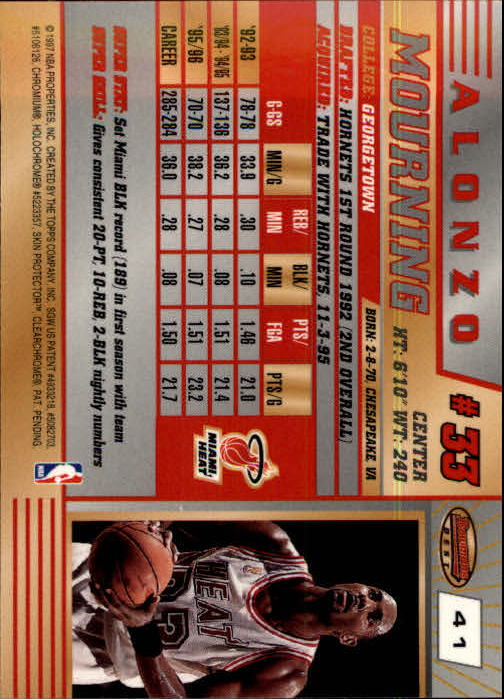 1996-97 Bowman's Best #41 Alonzo Mourning back image