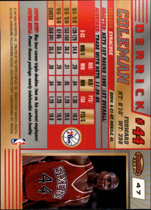 1996-97 Bowman's Best #47 Derrick Coleman back image