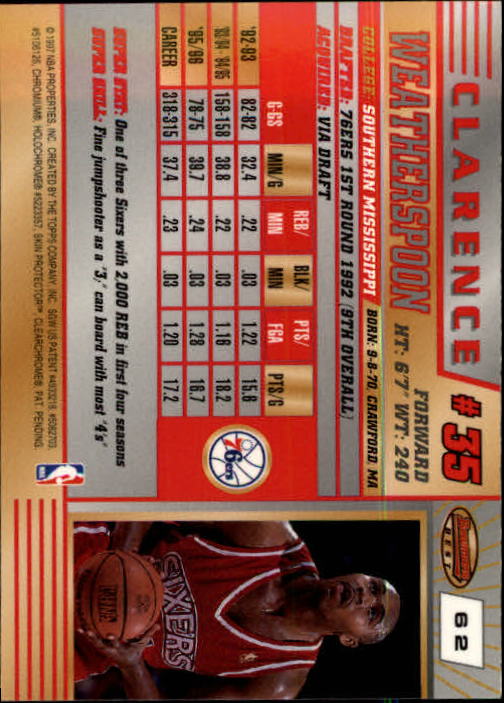 1996-97 Bowman's Best #62 Clarence Weatherspoon back image