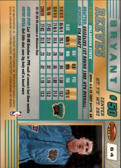 1996-97 Bowman's Best #64 Bryant Reeves back image