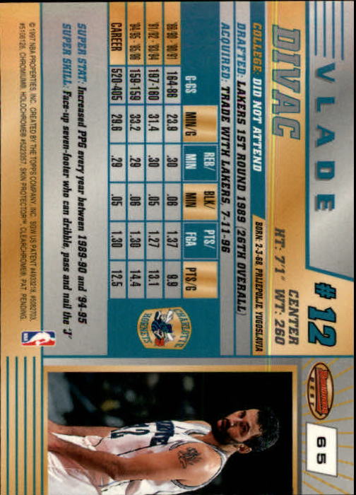 1996-97 Bowman's Best #65 Vlade Divac back image