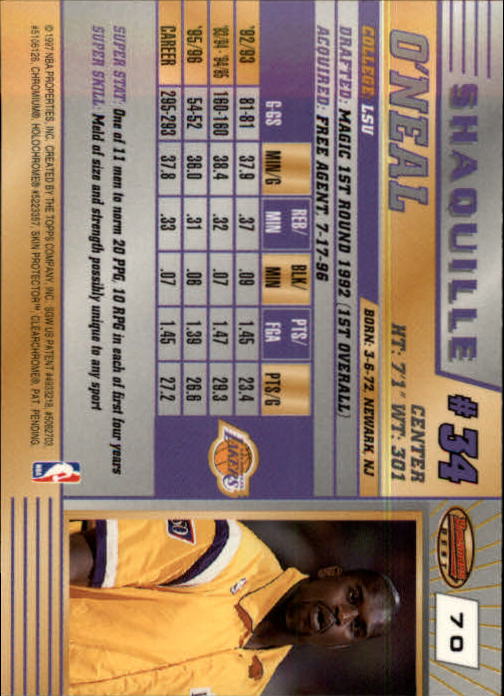 1996-97 Bowman's Best #70 Shaquille O'Neal back image