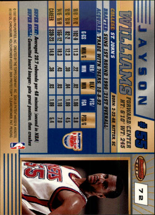 1996-97 Bowman's Best #72 Jayson Williams back image