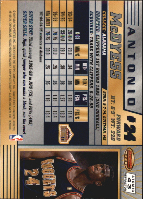1996-97 Bowman's Best Atomic Refractors #43 Antonio McDyess