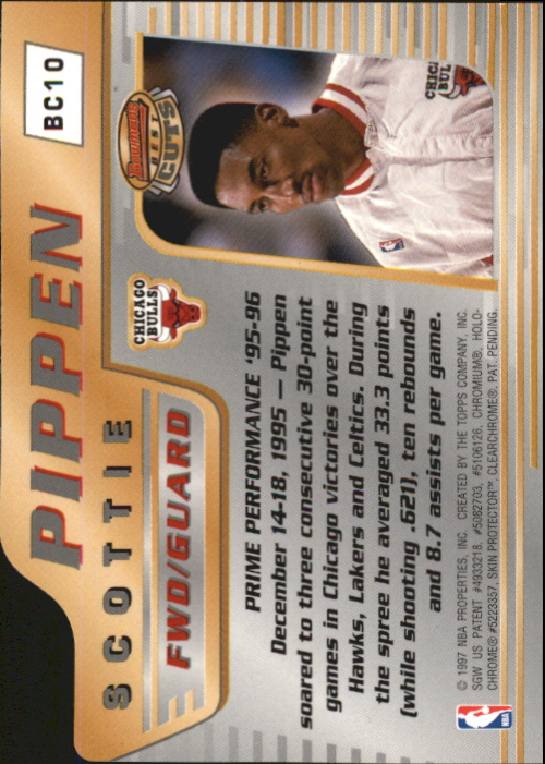 1996-97 Bowman's Best Cuts #BC10 Scottie Pippen back image