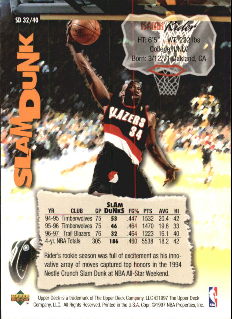 1997 Upper Deck Nestle Slam Dunk #32  Isaiah Rider