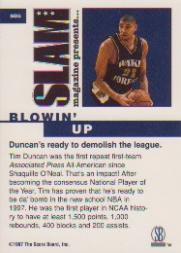 1997 Score Board Autographed BK Tim Duncan #SD5 Tim Duncan back image