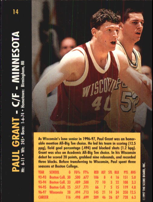 Paul Grant Rookie 1997-98 Skybox Premium #173 Minnesota Timberwolves