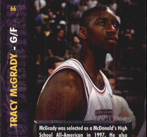 1997 Score Board Rookies #66 Tracy McGrady AA back image