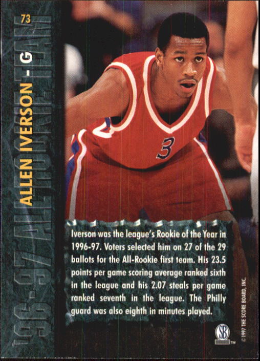 1997 Score Board Rookies #73 Allen Iverson ART back image