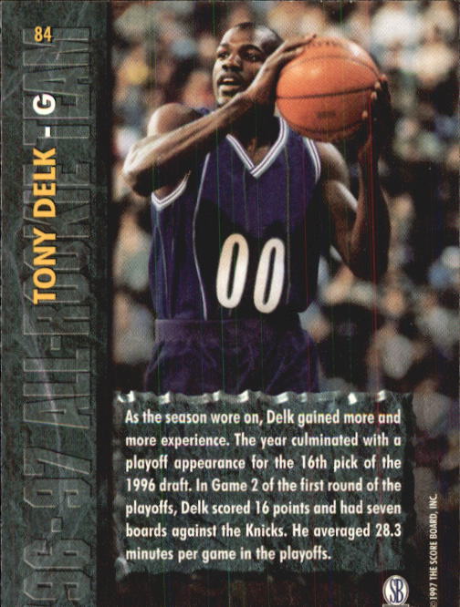 1997 Score Board Rookies #84 Tony Delk ART back image