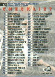 1997 Press Pass #45 Tim Duncan CL back image