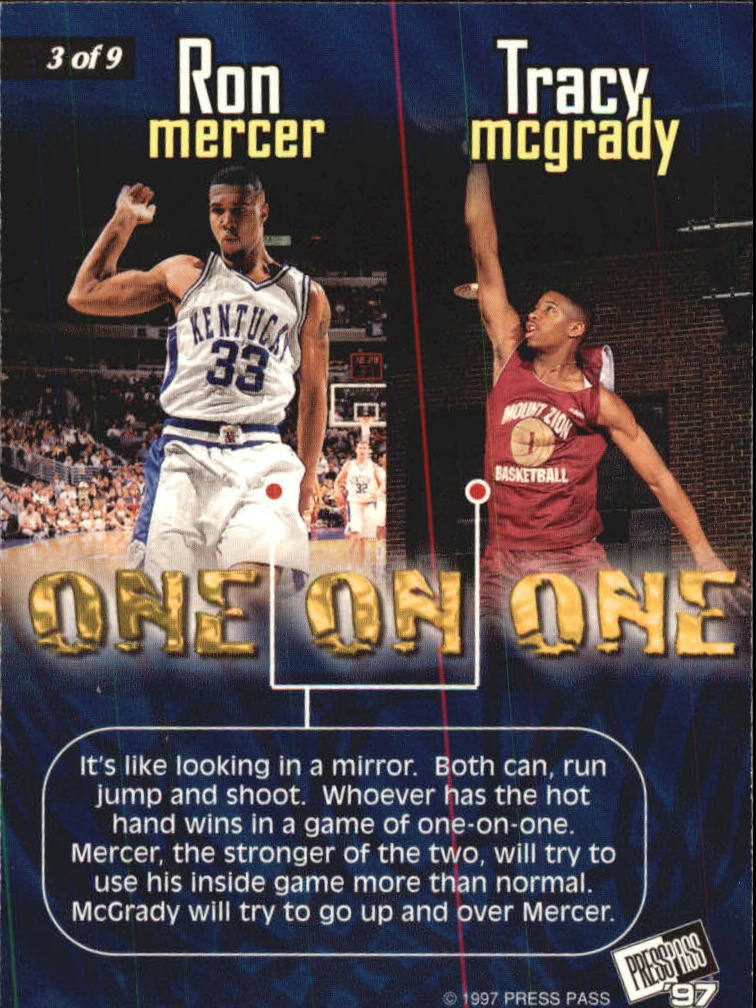 1997 Press Pass One On One #3 Ron Mercer/Tracy McGrady back image