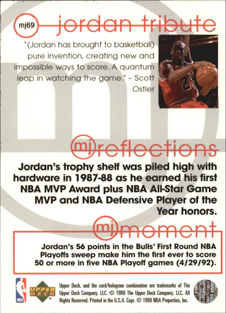 1997 Upper Deck Michael Jordan Tribute #MJ69 Michael Jordan REF back image