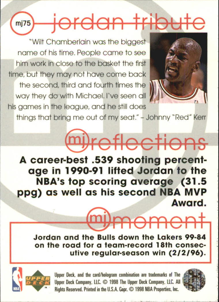 1997 Upper Deck Michael Jordan Tribute #MJ75 Michael Jordan REF back image
