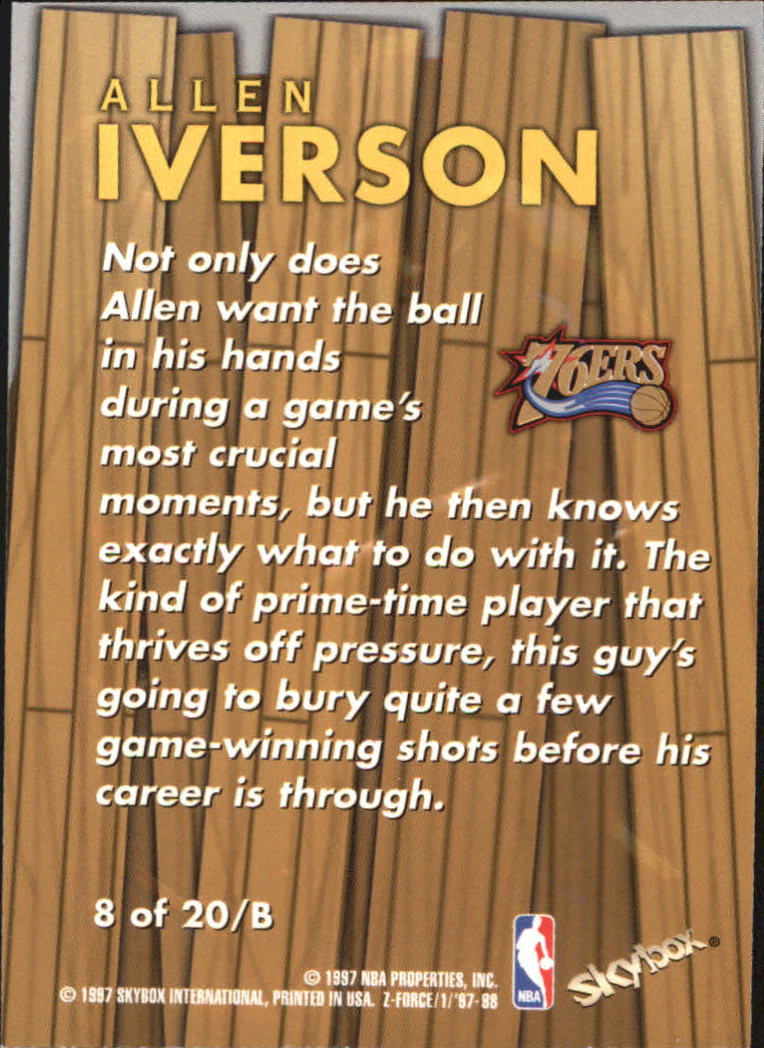 1997-98 Z-Force Boss #8 Allen Iverson back image