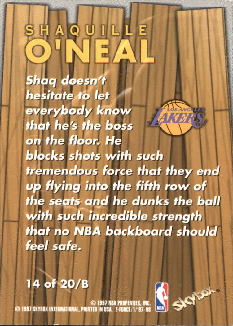 1997-98 Z-Force Boss #14 Shaquille O'Neal back image