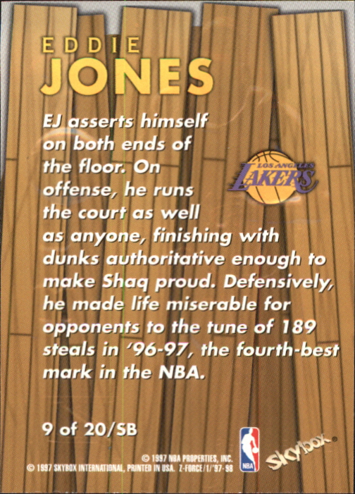 1997-98 Z-Force Super Boss #9 Eddie Jones back image