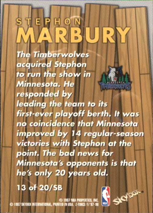 1997-98 Z-Force Super Boss #13 Stephon Marbury back image