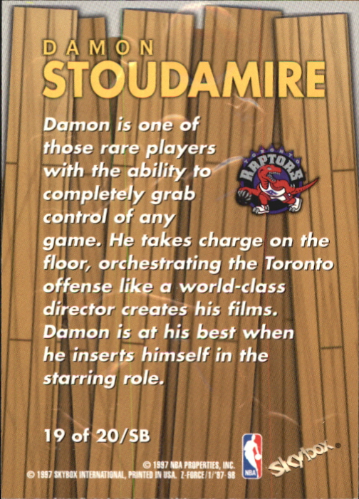1997-98 Z-Force Super Boss #19 Damon Stoudamire back image