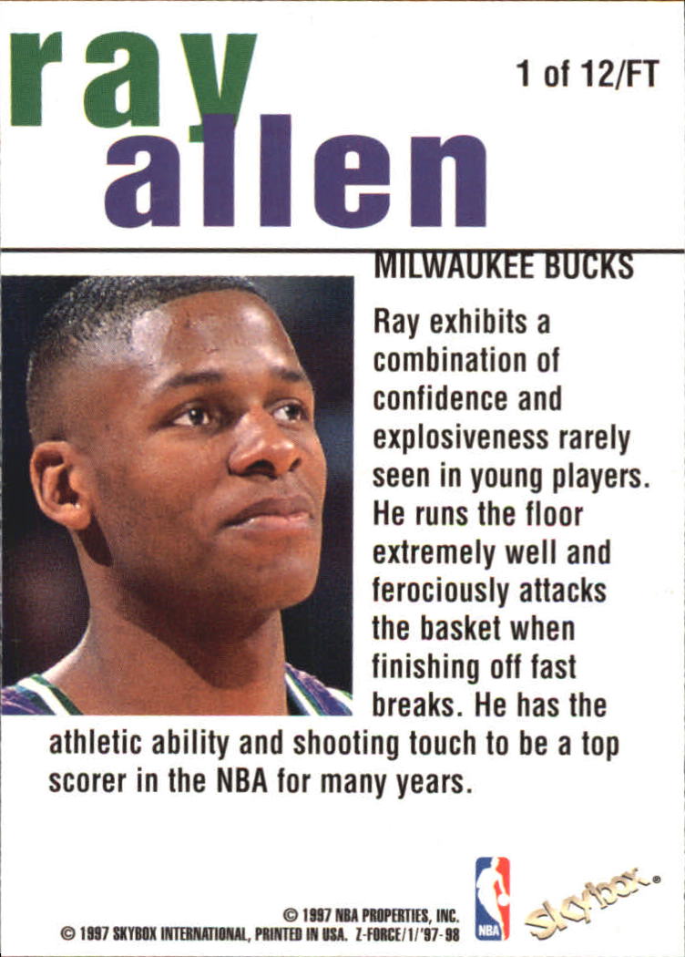 1997-98 Z-Force Fast Track #1 Ray Allen back image