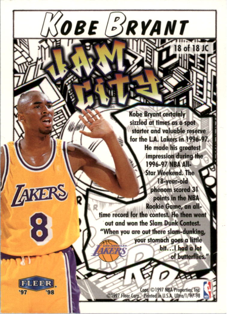 1997-98 Ultra Jam City #18 Kobe Bryant back image