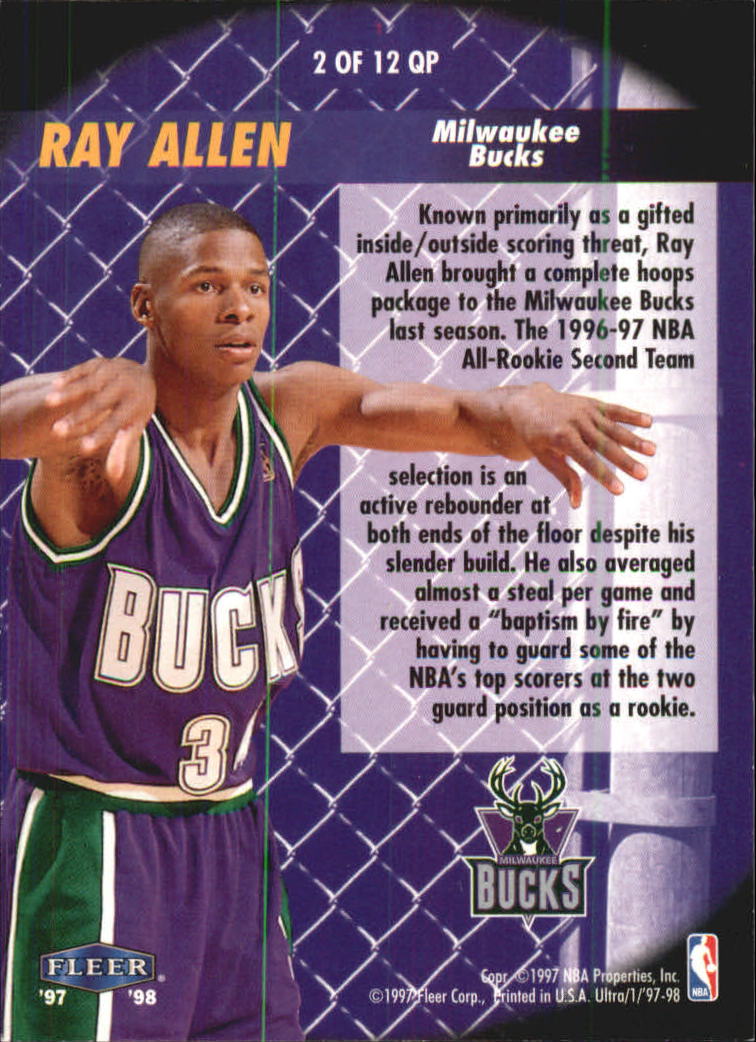 1997-98 Ultra Quick Picks #2 Ray Allen back image
