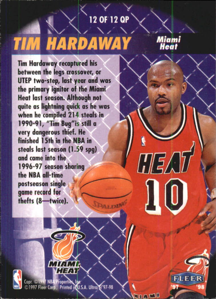 1997-98 Ultra Quick Picks #12 Tim Hardaway back image