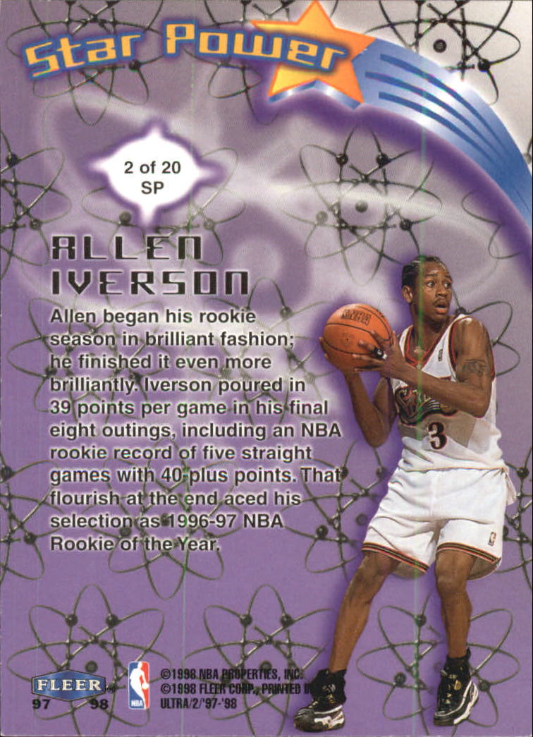 1997-98 Ultra Star Power #SP2 Allen Iverson back image