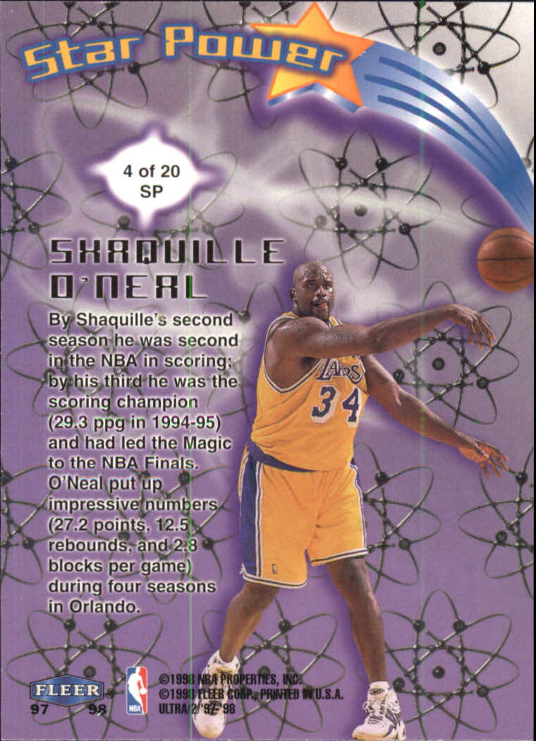 1997-98 Ultra Star Power #SP4 Shaquille O'Neal back image