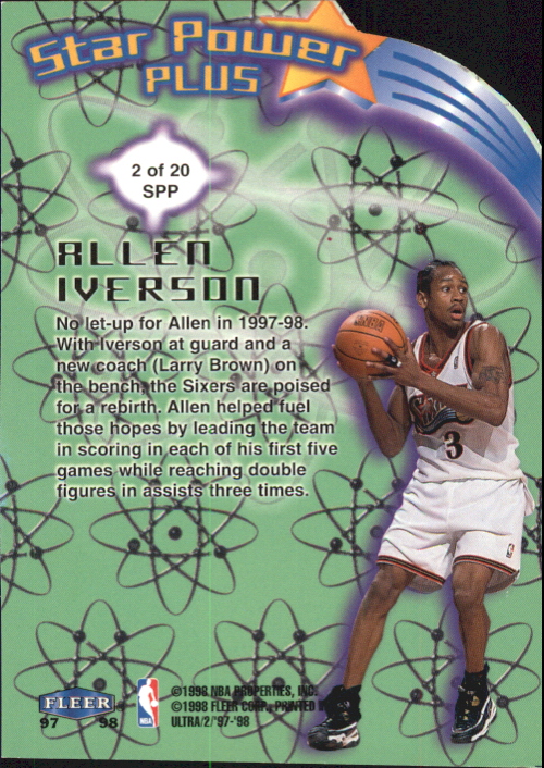 1997-98 Ultra Star Power Plus #SPP2 Allen Iverson back image