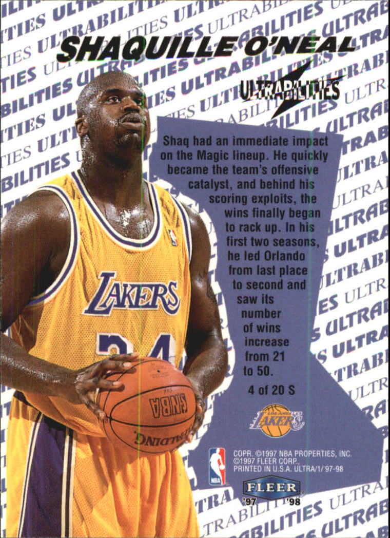 1997-98 Ultra Ultrabilities #4 Shaquille O'Neal back image