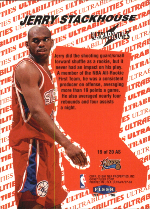 1997-98 Ultra Ultrabilities All-Star #19 Jerry Stackhouse back image