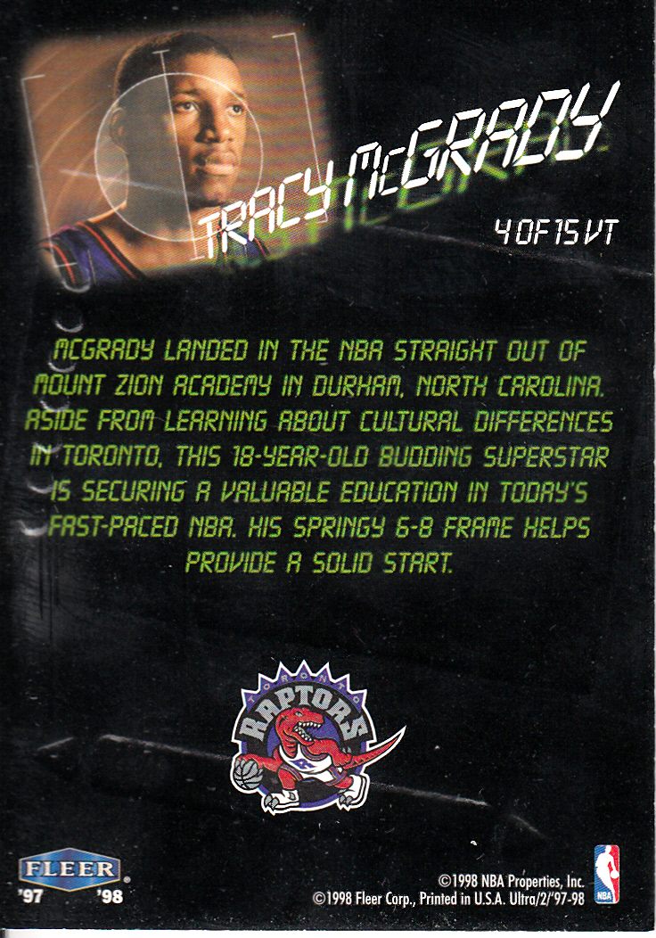 1997-98 Ultra View to a Thrill #VT4 Tracy McGrady back image