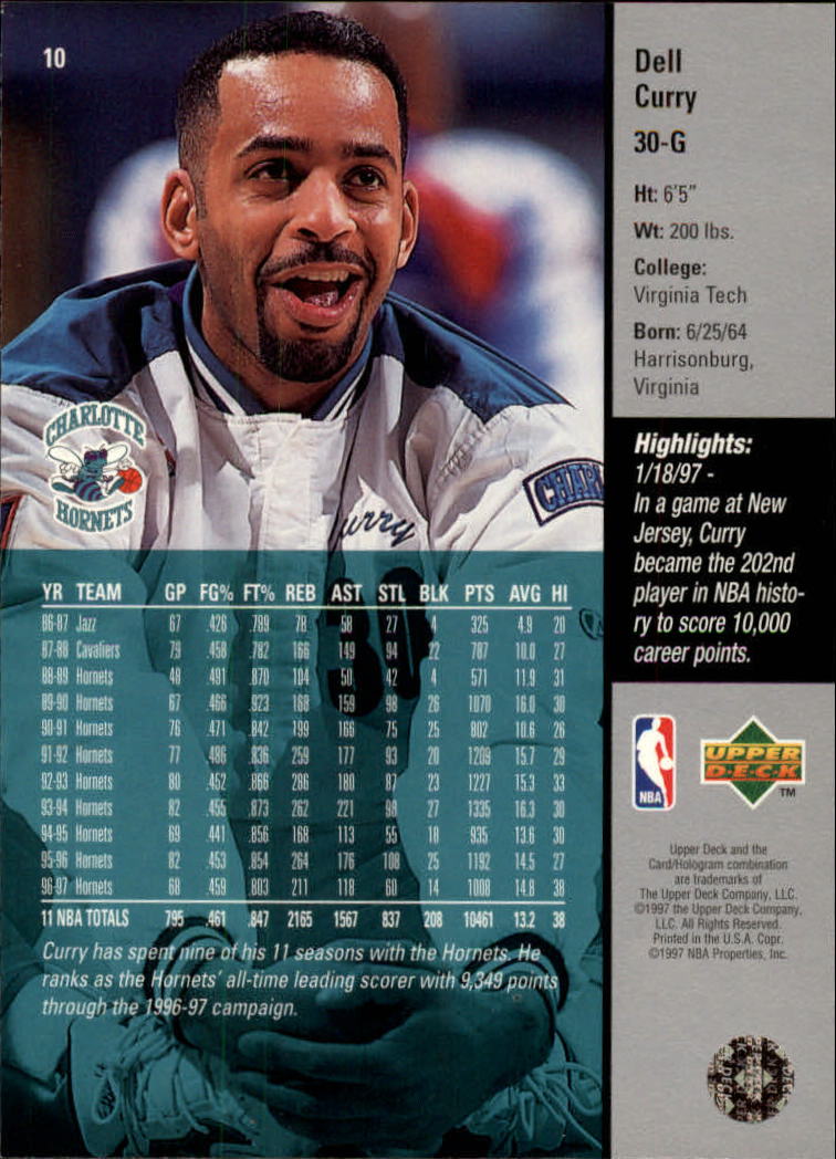 1997-98 Upper Deck #10 Dell Curry back image