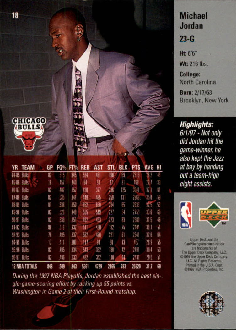 1997-98 Upper Deck #18 Michael Jordan back image