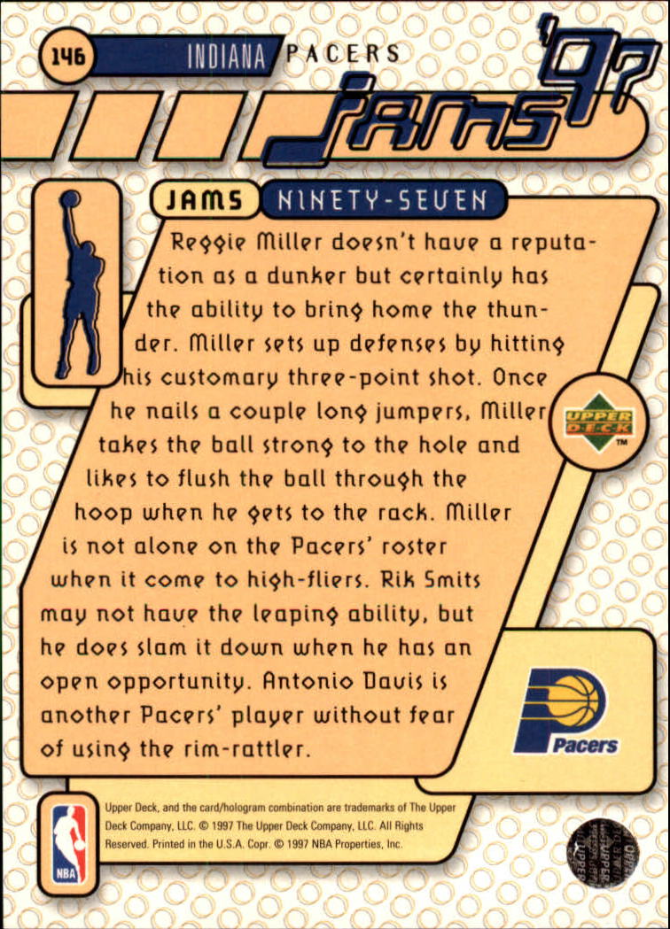 Indiana Pacers Reggie Miller 1997-98 Upper Deck Jams 97 