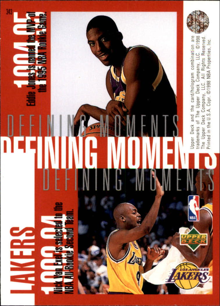 1997-98 Upper Deck #343 Shaquille O'Neal/Kobe Bryant/Eddie Jones/Nick Van Exel back image