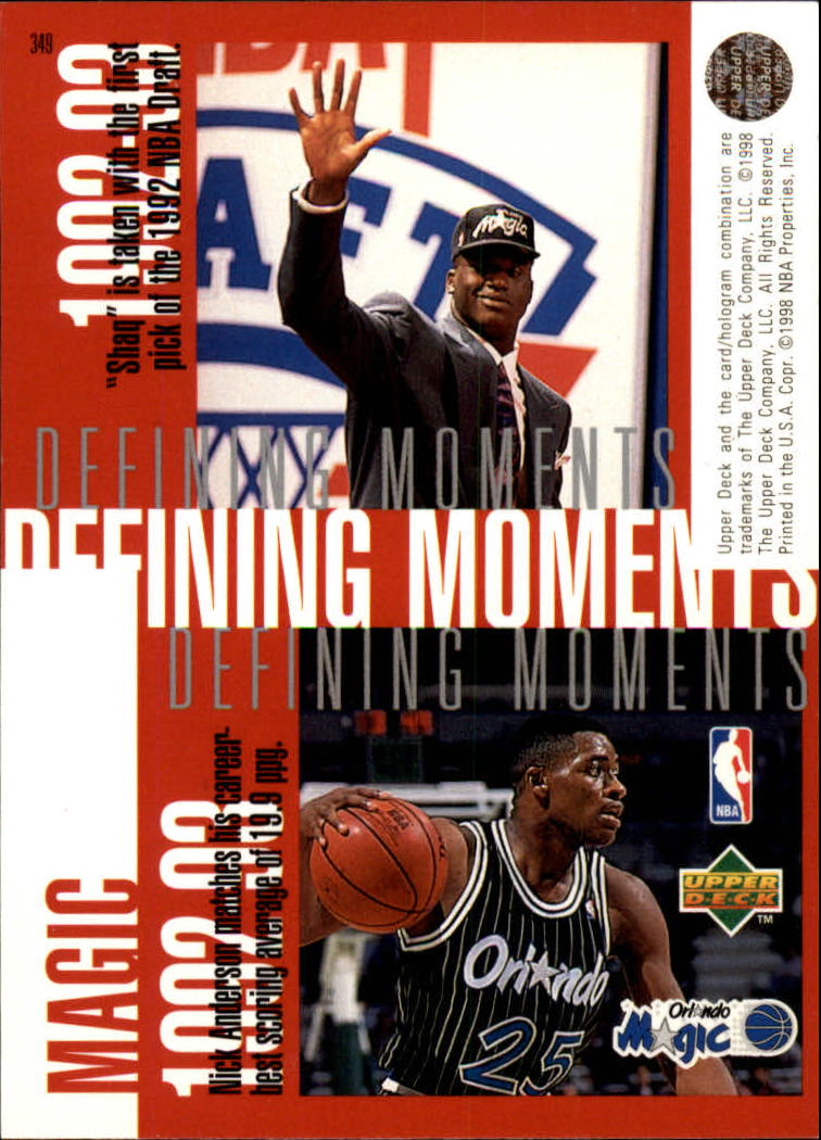 1997-98 Upper Deck #349 Anfernee Hardaway/Rony Seikaly/Shaquille O'Neal/Nick Anderson back image