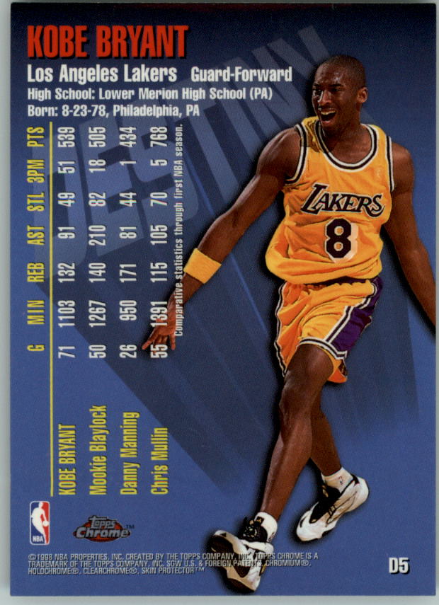 1997-98 Topps Chrome Destiny #D5 Kobe Bryant back image