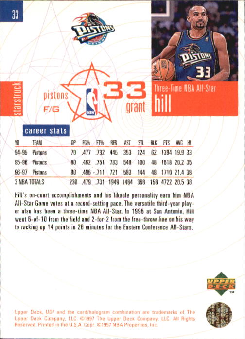1997-98 UD3 #33 Grant Hill AS back image