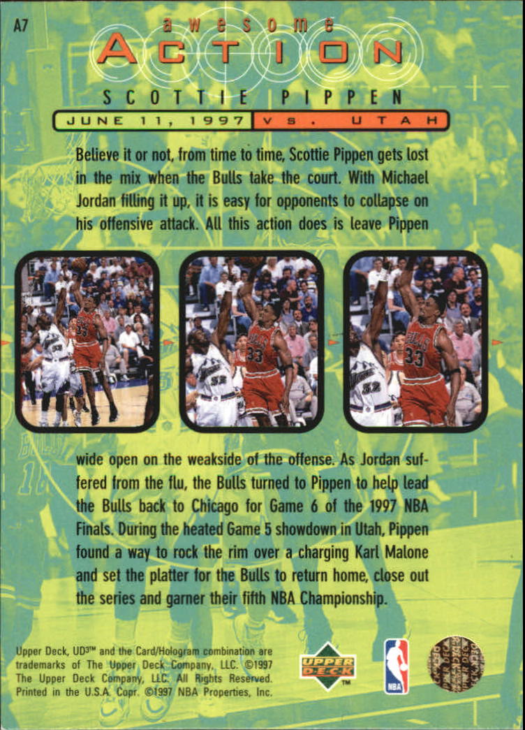 1997-98 UD3 Awesome Action #A7 Scottie Pippen back image