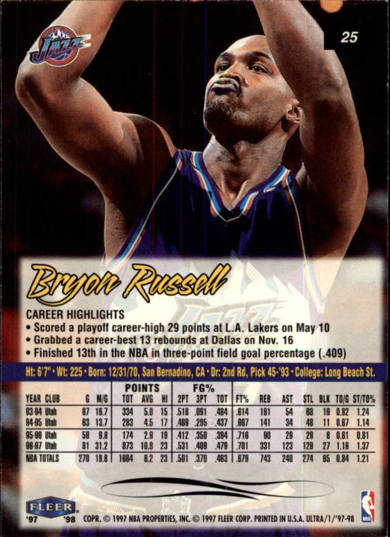 1997-98 Ultra #25 Bryon Russell - NM-MT