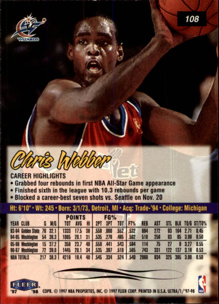 Chris webber cards (1994-2022) Kings Bullets 76ers - You Choose - Picture 79 of 258