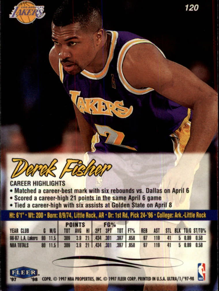 1997-98 Ultra #120 Derek Fisher back image