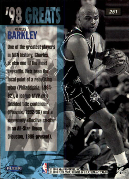 1997-98 Ultra #251 Charles Barkley GRE back image