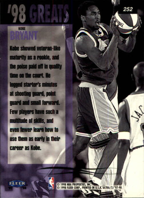 1997-98 Ultra #252 Kobe Bryant GRE back image